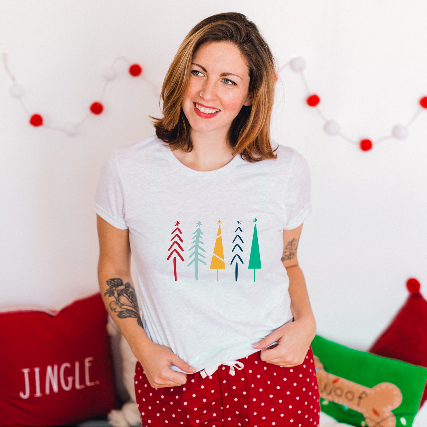 Modern Colored Simple Christmas Trees  T-Shirt