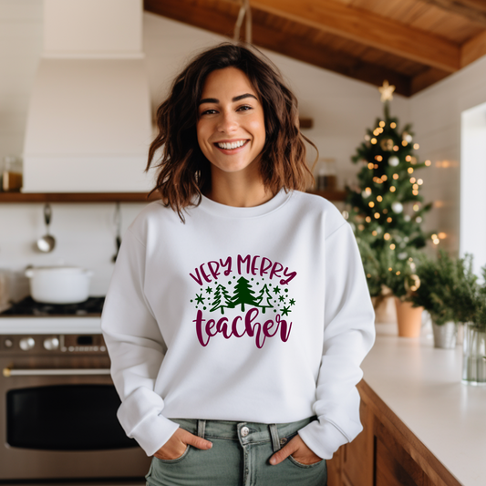 Very Merry Teacher Christmas Sweatshirt