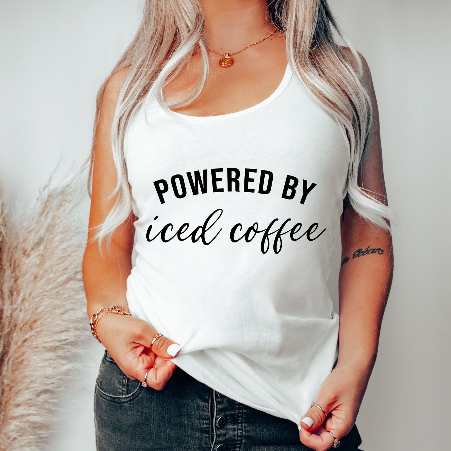 Powered by Iced Coffee Tank Top