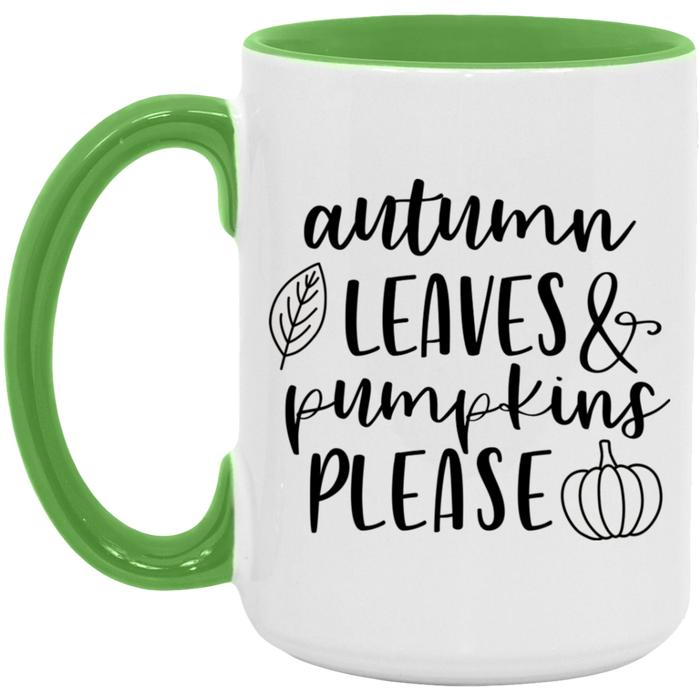 Autumn Leaves and Pumpkins Please Mug