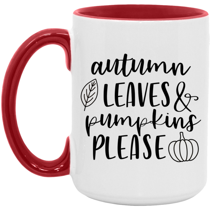 Autumn Leaves and Pumpkins Please Mug