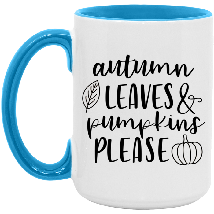 Autumn Leaves and Pumpkins Please Mug