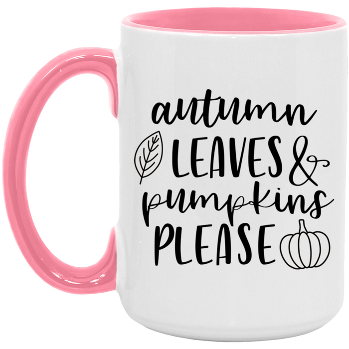 Autumn Leaves and Pumpkins Please Mug