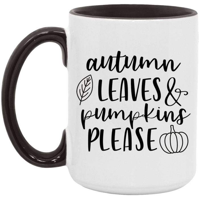 Autumn Leaves and Pumpkins Please Mug