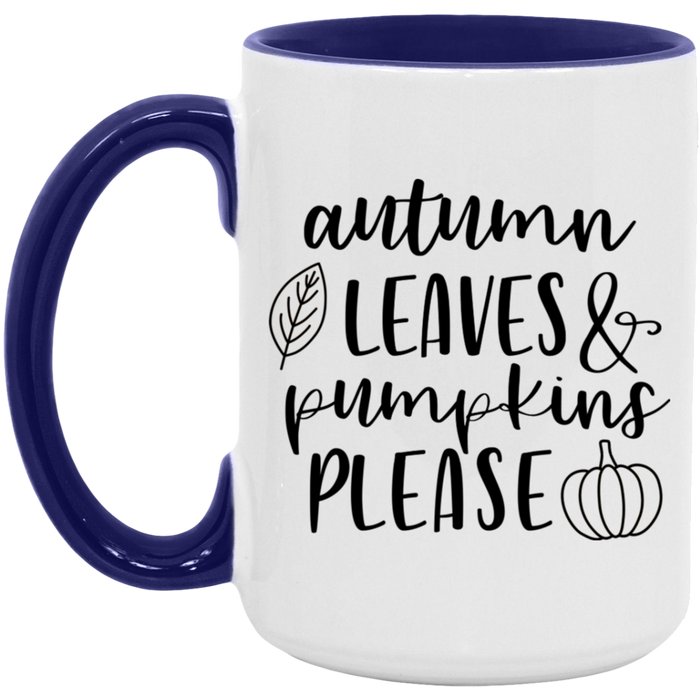 Autumn Leaves and Pumpkins Please Mug