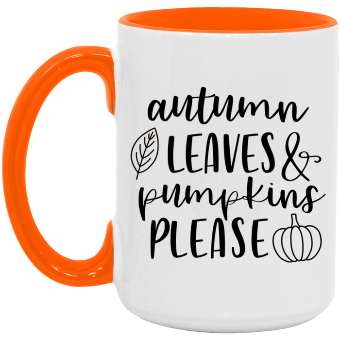 Autumn Leaves and Pumpkins Please Mug