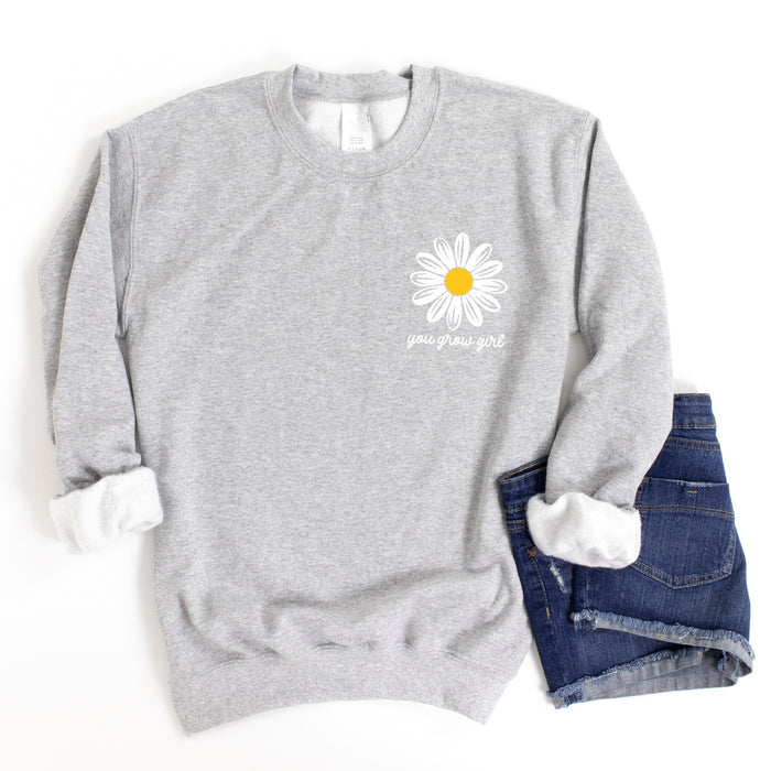 Daisy Sweatshirt, Flower Crewneck Sweatshirt for Spring, You Grow Girl, Positivity Shirts, Female Empowerment Shirt