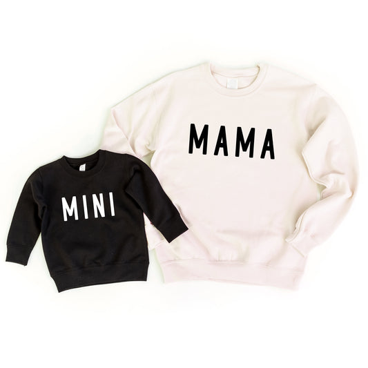 Mommy and Me Sweatshirts, Mama and Mini Matching Sweaters (Sand/Black)