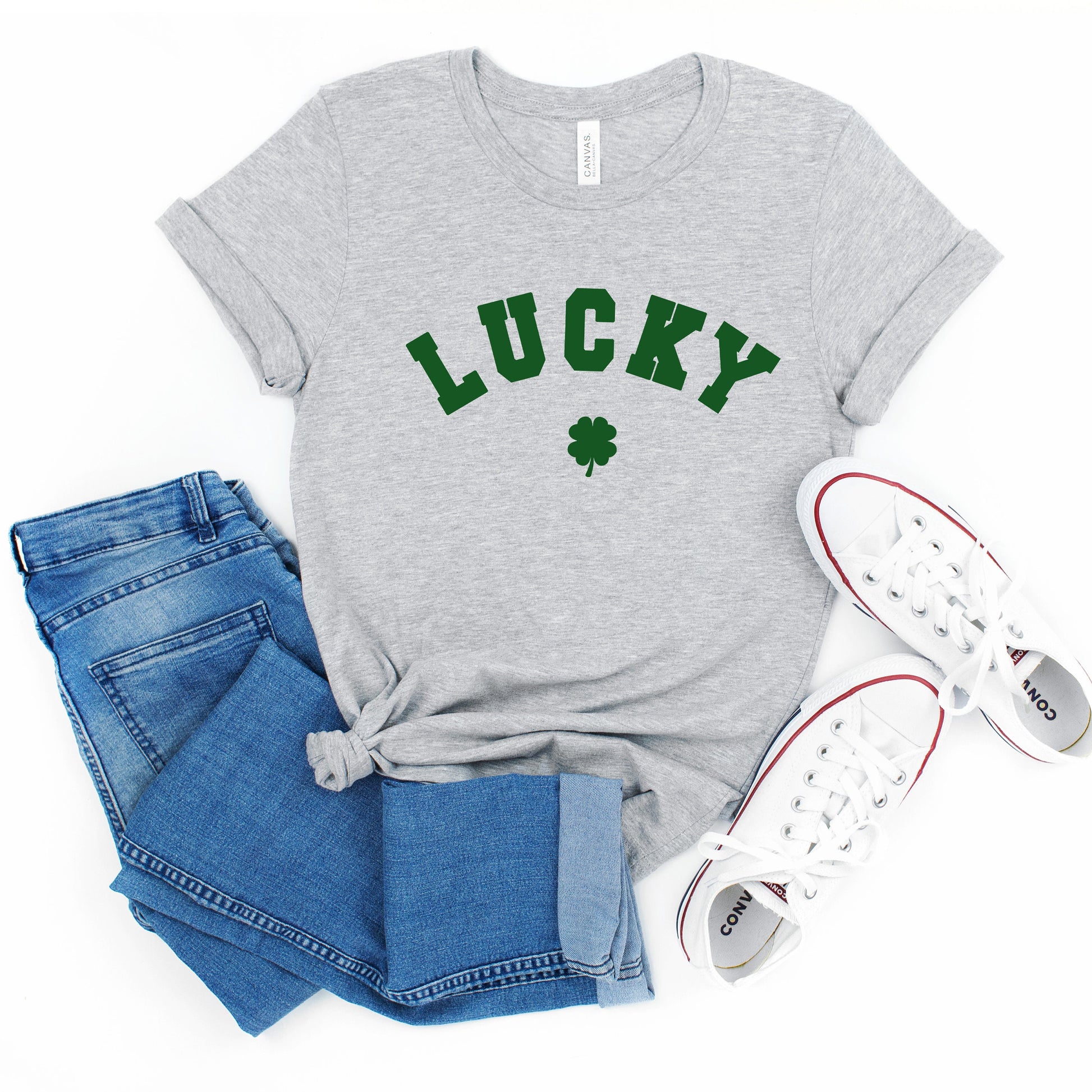 Lucky Shirt, Women's St. Patrick's Day T-Shirt, Shamrock Clover Tees, Irish Shirts, Green Shirts for St. Paddy's Day | 15+ Colors Available