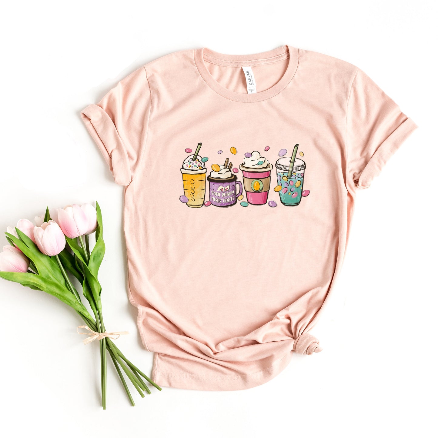 Easter Coffee Graphic T-Shirt, Coffee Lover, Coffee Addict, Latte Shirt, Frap Shirt, Some Bunny Needs Coffee, Funny Spring Shirt