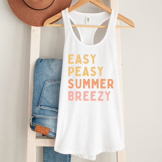 Funny Summer Shirt, Easy Peasy Summer Breezy T-Shirt, Summer Shirts for Women, Cheery Graphic Tees, Beach Shirt, Positivity Shirt for Summer