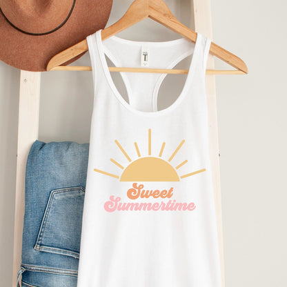 Sweet Summertime Shirt, Cute Summer Racerback Tank, Beach Shirt, Women's Tank Tops for Summer