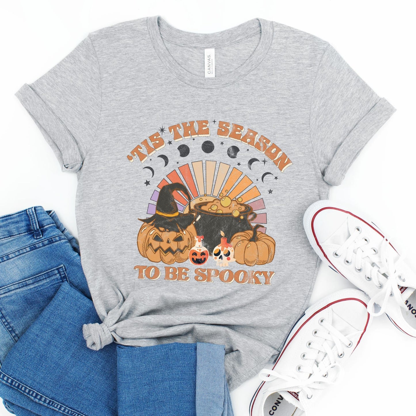 Funny Pumpkin Sweatshirt, Cute Halloween Shirt, Tis The Season To Be Spooky Halloween Shirt, Fall Graphic Tees