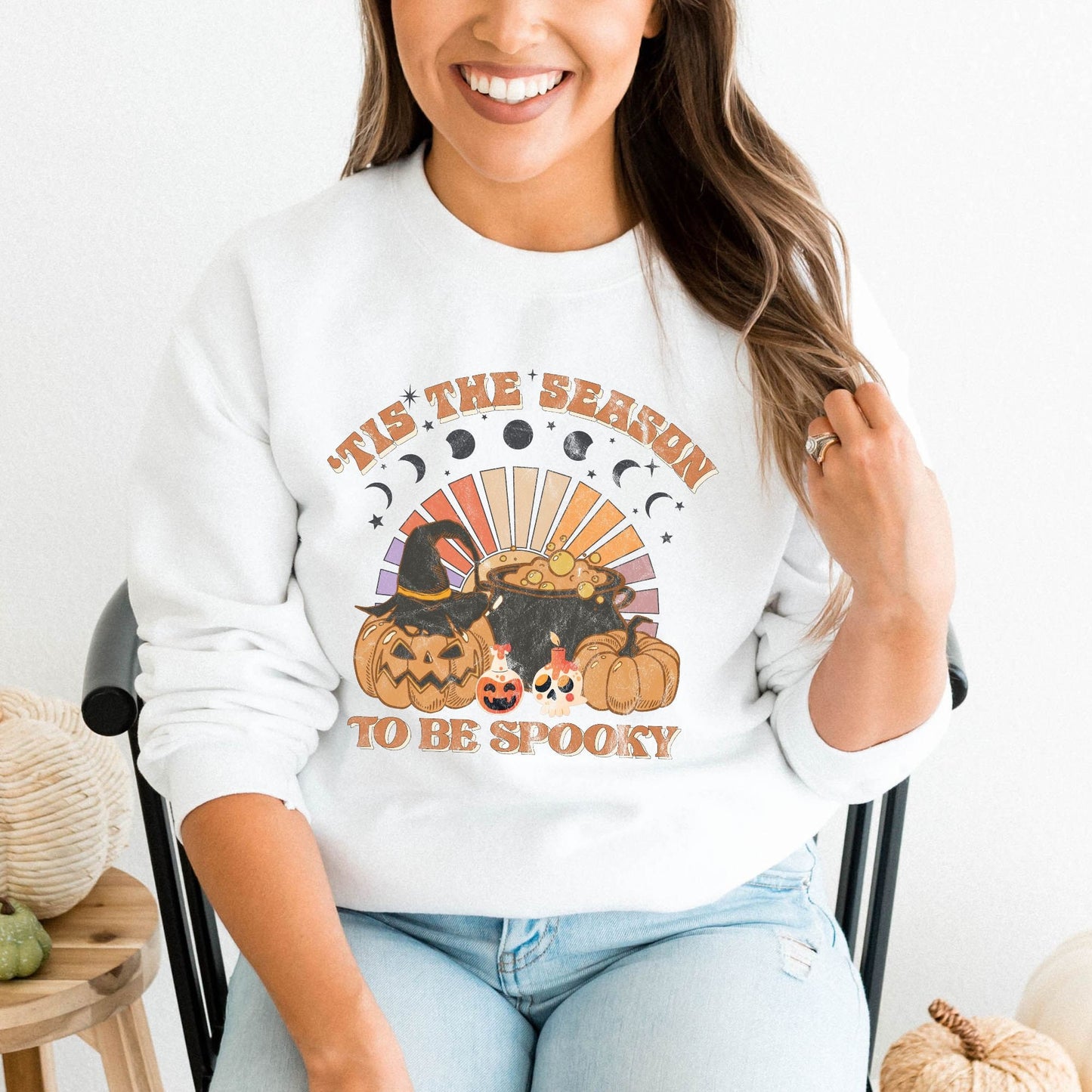 Funny Pumpkin Sweatshirt, Tis The Season To Be Spooky, Pumpkin Sweater, Fall Sweater, Crewneck Sweatshirt