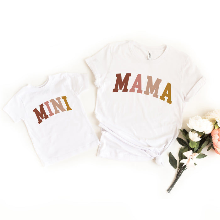 Mama and Mini Neutral Color Block Shirt Set (White)