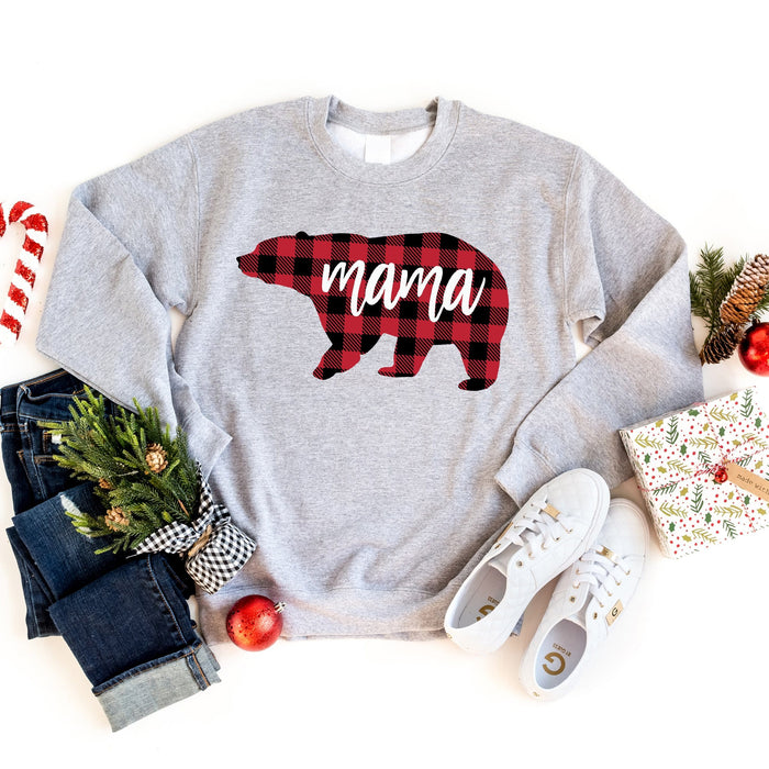 Buffalo Plaid Mama Bear Sweatshirt