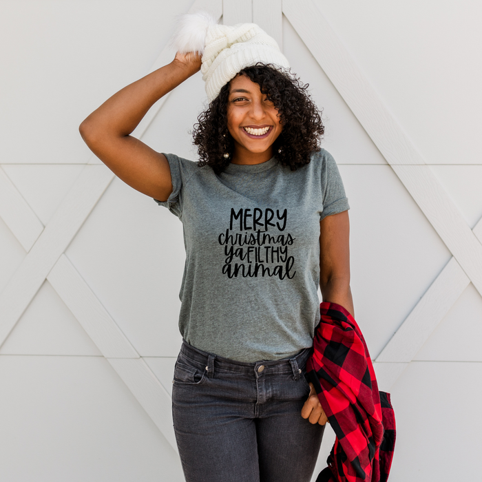 Merry Christmas Ya Filthy Animal Text  T-Shirt