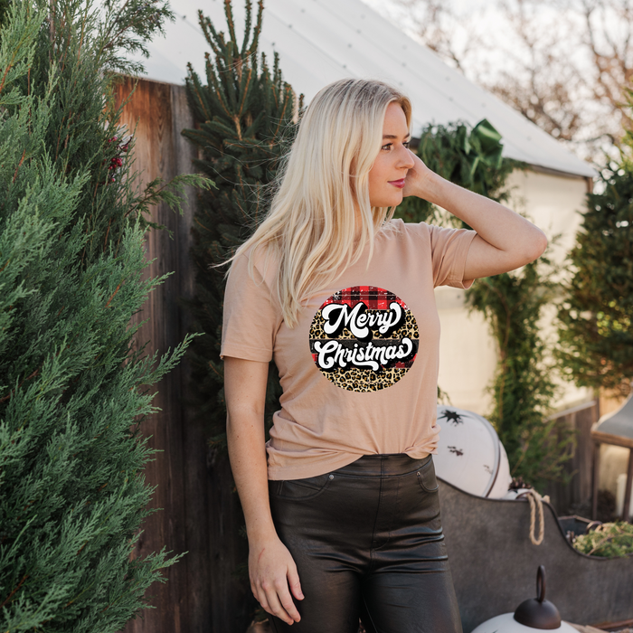 Merry Flannel Leopard  T-Shirt