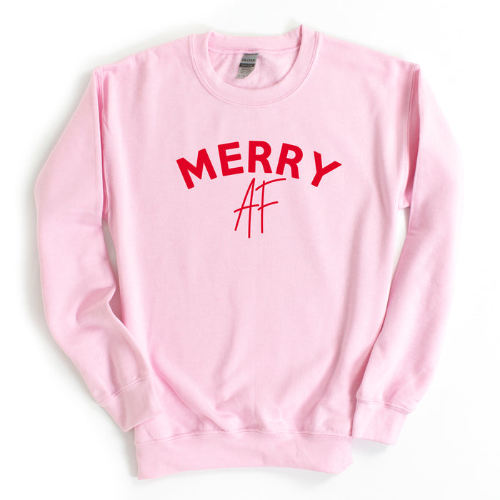 Merry AF Sweatshirt - Red Text